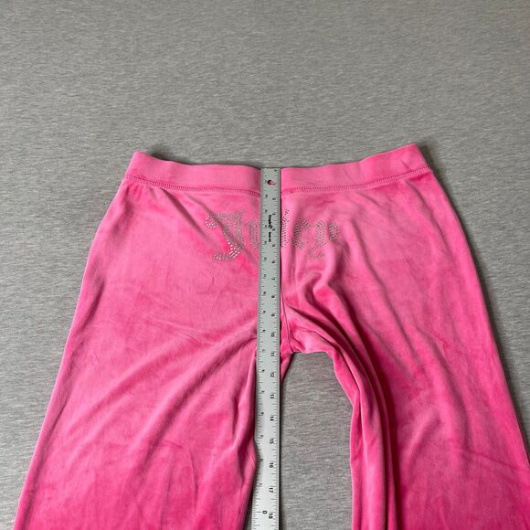 Juicy Couture Velour Hot Pink Rhinestone Logo Flare Sweatpants - Picture 9 of 12